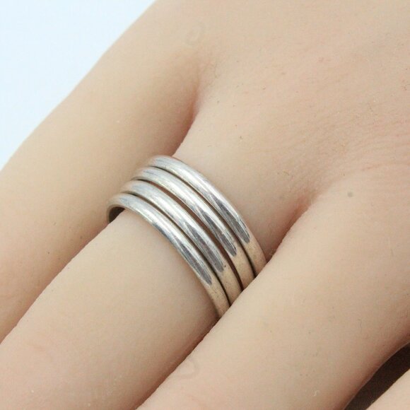 Vintage Sterling Silver Tested Stackable Four (4) Rings - Picture 1 of 9